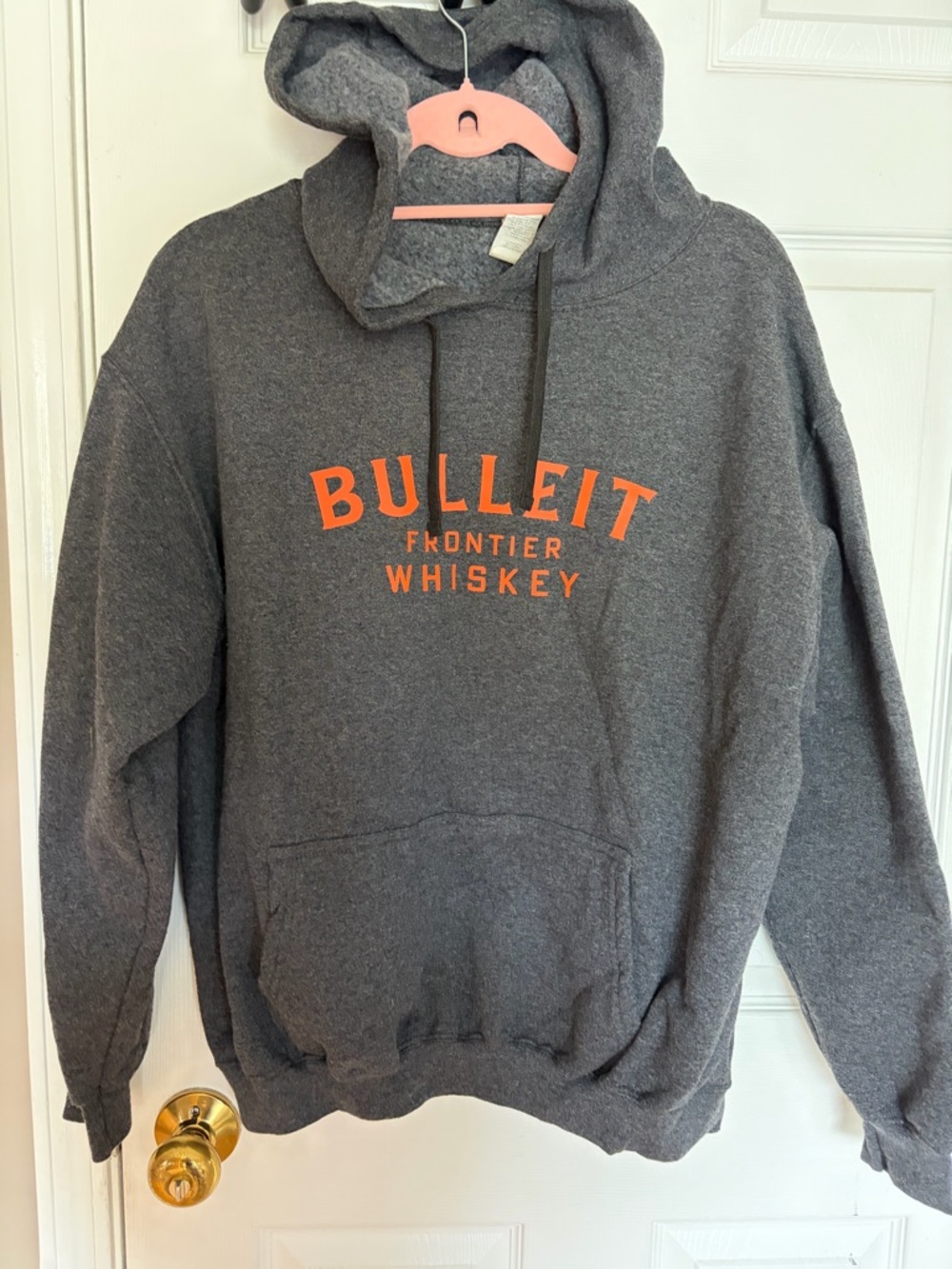 Bulleit Frontier Whiskey Logo Hoodie - Charcoal with Orange Print